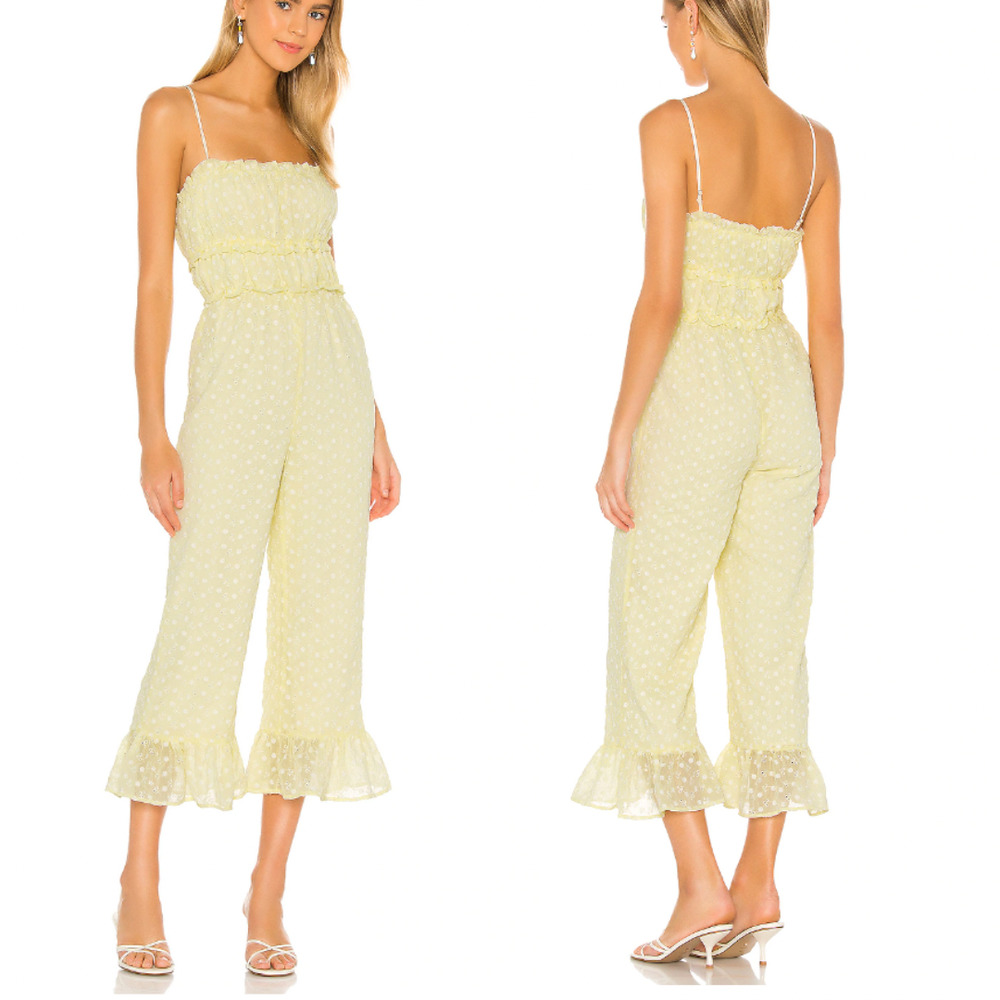 Majorelle Jumpsuit Floral Yellow Revolve Sylvan Light Yellow Jumpsuit Size Small